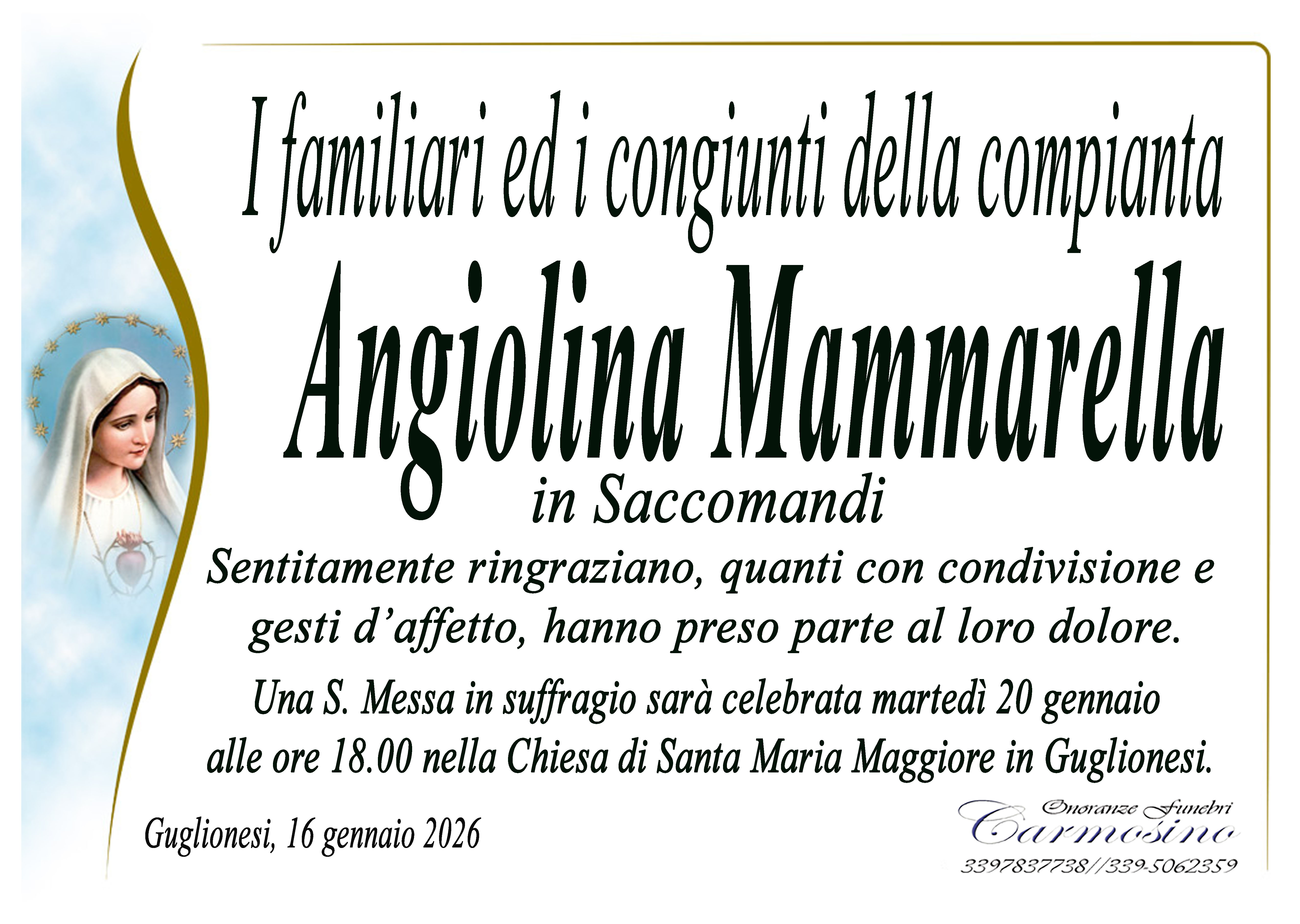 Necrologio Angiolina Mammarella in Saccomandi